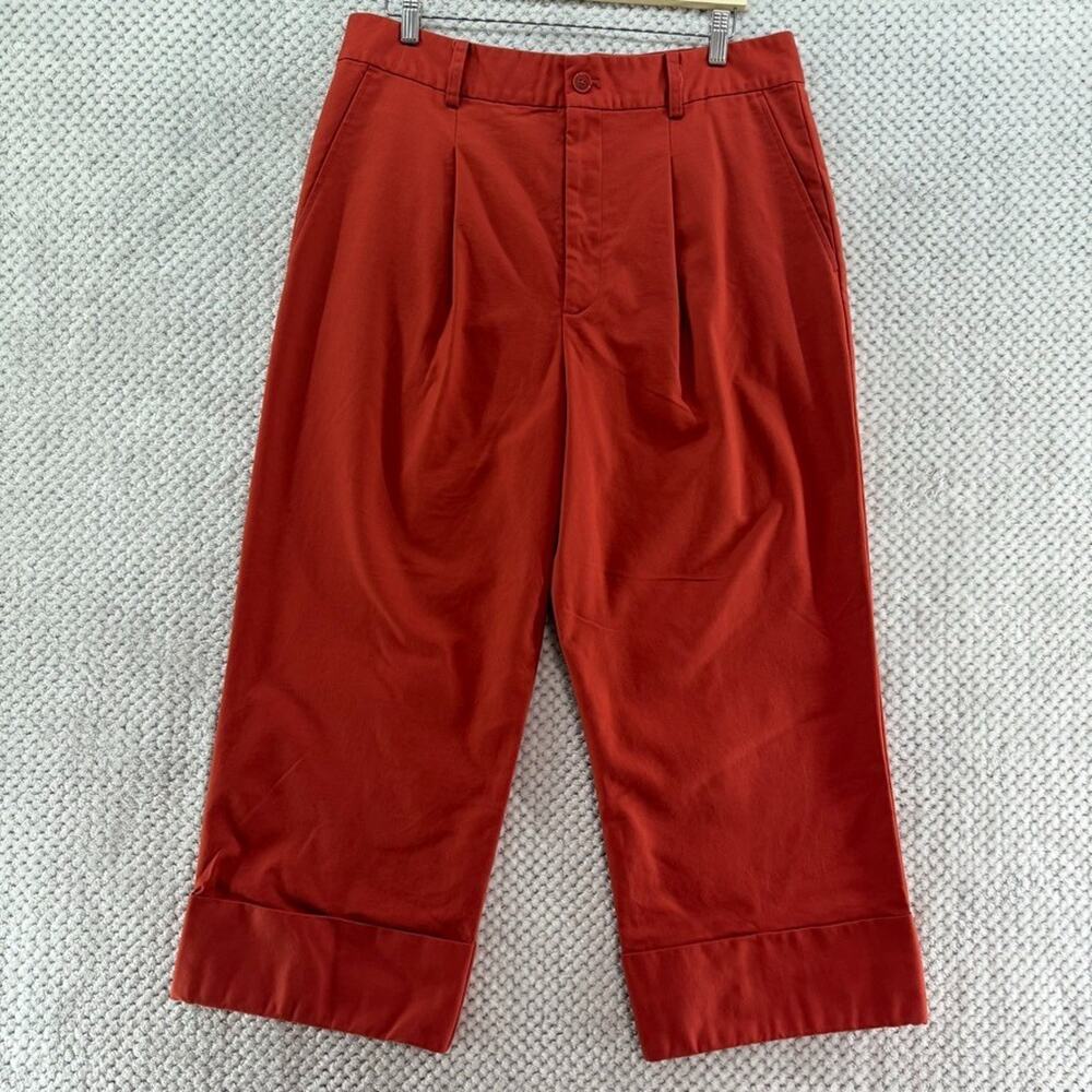 Lauren Ralph Lauren Pants Womens 16 Orange Spice High Rise Wide Leg Pleated